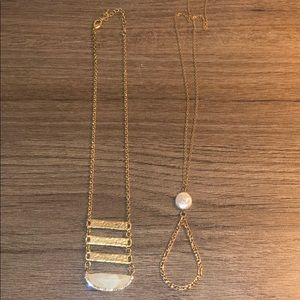 Set of 2 long gold costume jewelry necklaces